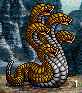 Heroes 2 - Warlock creatures: Hydra - Health points: 75	Attack: 8	Defense: 9	Damage: 6-12	Speed: 2 (very slow)	Cost: 800 Special: attacks all adjacent enemies. Hydra. Really slows down your hero, but that's ok with garrisoning. 2-hex-sized - that's 8 hexes attacked at once! Excellent against non-shooters.