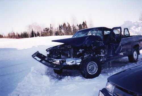 accidents - boyfriends totalled truck and lived with no booboos