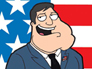 American Dad TV - Main character Stan in front of American flag