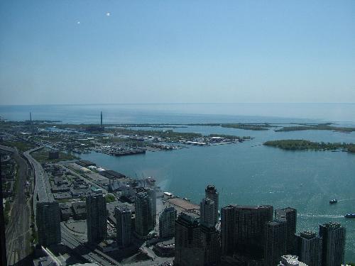 Toronto - View looking out from CN Tower over Lake Ontario