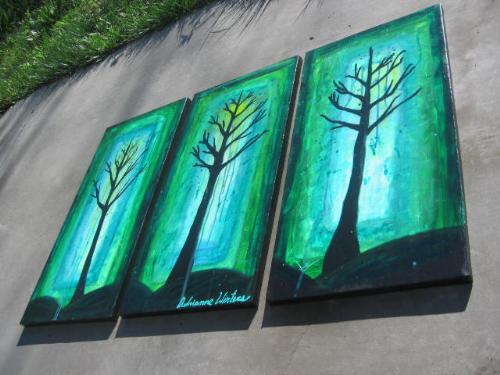 Tree of a Kind - This is my most cherished painting, it's still on my living room wall and I really don't want to sell it lol. I love the greens and aquas.. In all of my paintings I add a glossy finish to protect the quality from dirt and dust.