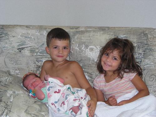The kids - Here is a picture of my 3 lovely kids..Logan(6),Arizona(3),and Caleb(1month)