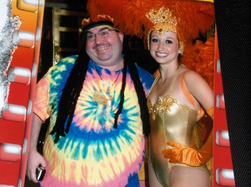 Halloween 2006 costume - From my Halloween 2006 cruise on the 'Carnival Valor.' Posing with a showgirl while wearing my Rastafarian costume.