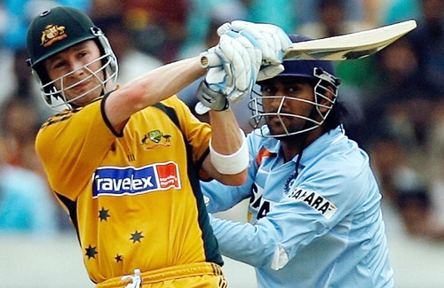 Micheal Clarke - Micheal Clarke pulling, on his way to another half-century against India