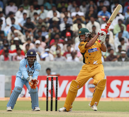 Andrew Symonds - Andrew Symonds playing a great shot against India