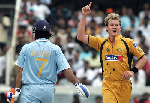 Brett Lee - Brett Lee celebrating a wicket