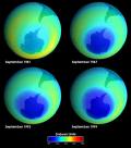 Depletion of Ozone layer - It shows the hole in our earth. 