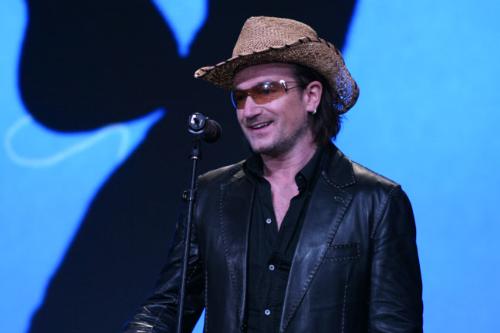 Bono of U2 - Bono is my favorite singer. He belongs to the Irish band called U2. For me and for the rest of the U2 fans, U2 is the best band in the world!. :)