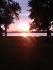 picture of a sunset in Chicago - sunset over the lake in Chicago