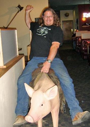 Wild Pig Riding - Had to tame this beast at a restaraunt that I ate at in Washington.