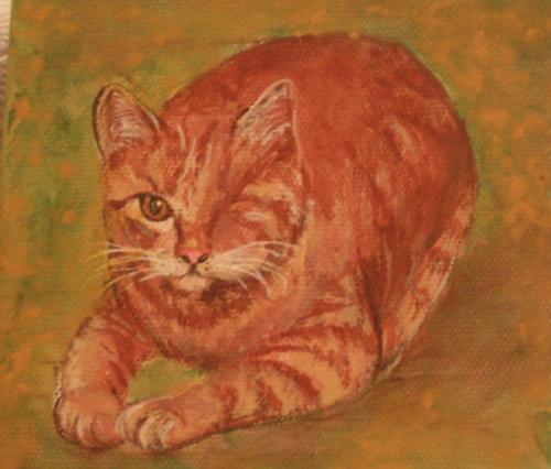 Sissy - This is a painting I did of Sissy, my cat that died recently. We got her from the Humane Society. Someone had abused her as a kitten and she lost an eye from that. We only had her one year, but she was the sweetest thing.