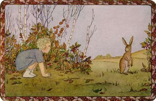 Baby and a Rabbit - A picture of a Baby and a Rabbit