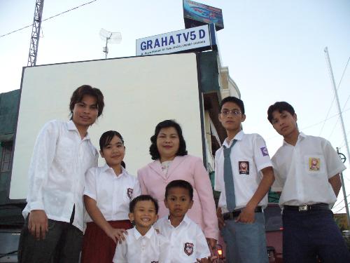 TV station - When I worked in the Orphanage, sometime in December we were invited by a local TV station to attend a programme there. Therefore, We were there. The leader, one of Senior high, one junior high, two elementary students from the orphanage and me as the staff. We were asked about how the Orphanage was.  After the programme we took time to take the picture.