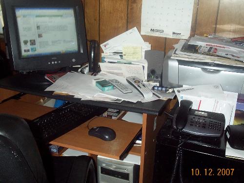 my computer desk right now - my computer desk right now,looks like a tornado hit it.