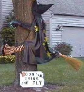 Don't Drink and Fly.. - A witch had to much to drink , she hit a tree..
