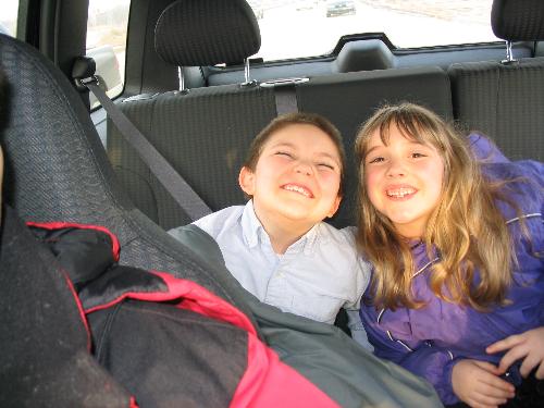 my kids - playing in the back of a truck, my children.