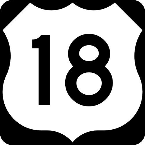 18! - highway sign/decal with the number '18' on it