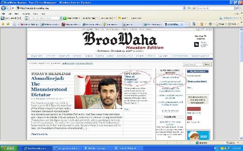 broowaha homepage for houston - Screenshot of online community/citizen newspaper: Broowaha
