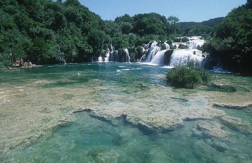 Krka River - Skradinsi Buk is the longest travertine barrier on the krka river and one of the most famous natural beauties of croatia.