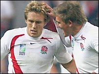 jonny wilkinson  - jonny wilkinson landed two late kicks as the champions fought back to reach their second world cup final in a row with a dramatic win over hosts france.