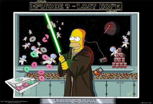 Simpsons - Homer dressed as obi one from starswars