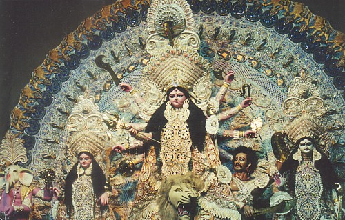 Durga Puja - Godess Durga,in one of the Pandals of Calcutta now Kolkata.