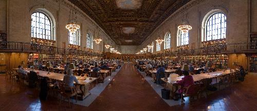 New York Public Library - A panorama of a research room taken at the New York Public Library
