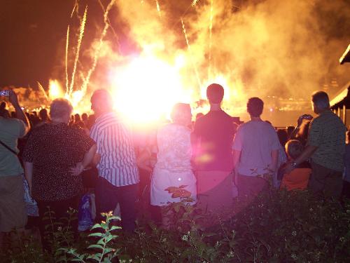 Fire works at Epcot - Picture taken October 2007. You can see that much of the effects were ground level.  I was standing up on a cement wall to get these pictures.