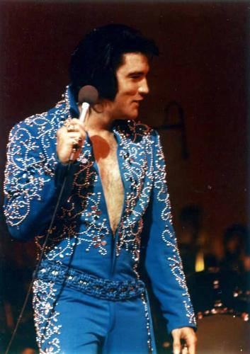 Elvis Blue Swirl Jumpsuit - This is one of the jumpsuits Elvis wore on stage in the 1970s.