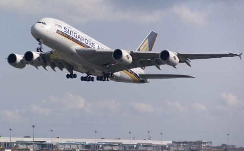 SIA A380 Superjumbo - The first double-decker Airbus superjumbo to be introduced into service.