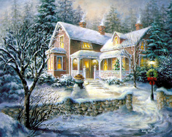 Winter Home - A winter home with lights