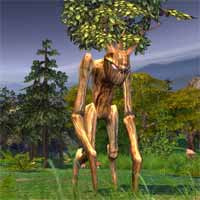 Heroes 5 - Sylvan Creatures: Treant - Living embodiments of the forest themselves, Treants have left the deep woods at the bidding of the most powerful druids. It is said that when the first Elves ventured into the heart of the primordial forest, they found the Treants there, waiting for them and ready to vow their undying loyalty. Do not be fooled by their awkward gait - their solid bodies can not be harmed easily, and any enemy creature fighting Treants will be entangled by their vines, roots, and creepers. The Treants are the brick walls (thought they don't look it) of the Sylvan army, standing to protect the frail ranged attackers that lie behind them. The Treant is obviously a defensive unit, as its monstrous defense rating suggests. It also has 175 (!) Hit Points, 35 more than the nearest other level 6. It does, however, deal level 5-like damage. Its initiative is also poor, though its speed is fairly good. Entangling roots can cause pain for the enemy - since the Treant won't be going anywhere soon.