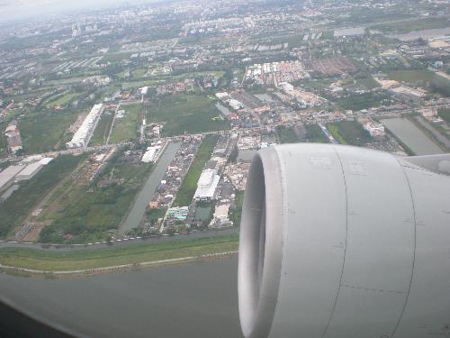 Photo taken during Flight Takeoff - Here is a photo which we have taken during flight take-off at the Thai-international Airport - Suvarnabhoomi.
