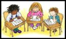 Kids Writing - A cute picture of some cartoon children writing together! Cute huh?
