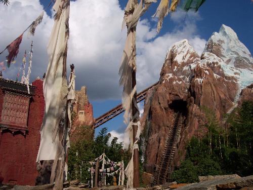 Expedition Everest at WDW - We just took this picture, about a week ago. The roller coaster starts out like any other, then you get stopped by a Yeti (Who looked pretty cute) who has destroys the track...you sick there for a few seconds..then the coaster feels a bit like it is slipping backwards..then you go for a wild ride backwards and in the dark
