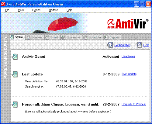 Antivir - Antivir Main interface