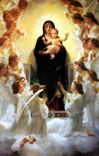 mary and jesus - its mama mary and baby jesus wiith the angels