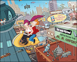 Flying on Earth - Leela and Fry