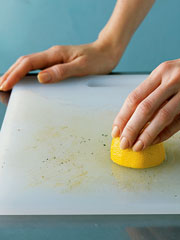 Lemon  - Use lemon to take off food stains.