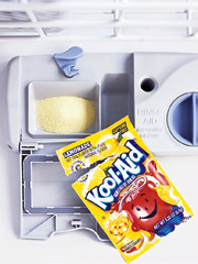 Lemonade Kool Aid - Use Lemonade Kool Aid to clean the dishwasher.