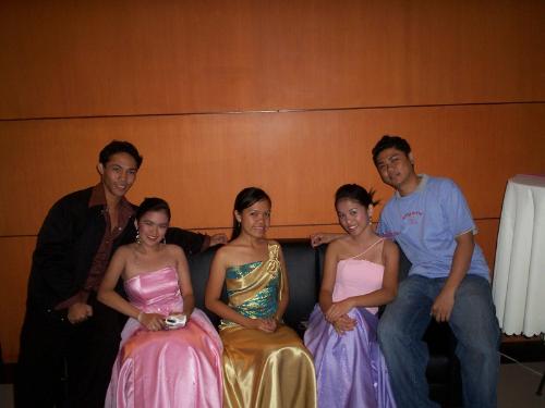 friends - That is me, first one at the left. these are my friends. we are all dressed for the night. This was on the night of February 10, 2007, during the Junior Philippine Institute of Accountants' Prom Night, at the Parklane, Cebu, Philippines.