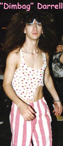 A Young Dimebag Darrell Abbott - Here is Dime sporting his pink spandex. This picture was taken at Savvy's Night Club back in 1987.