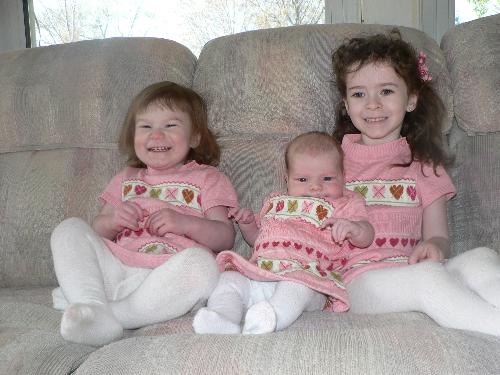 My sister's daughters - These are 3 of my nieces, all blue eyed. They are wearing their Easter dresses.
