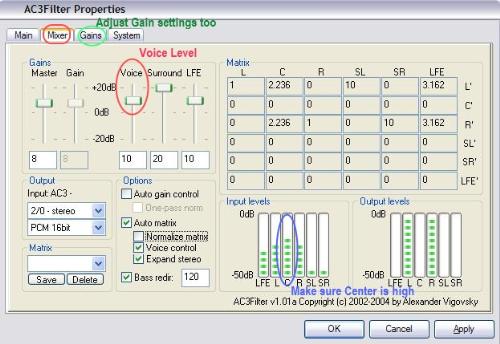 AC3Filter - AC3 Filter configuration for voice equalisation