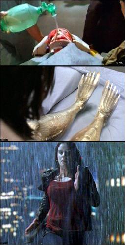 Bionic Woman pilot scenes - Jaime's injured face, bionic legs healing and running after becoming bionic.