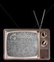 an old B&W TV - Rabbit ears antenna on an old B&W TV