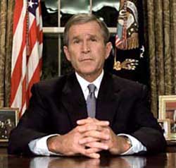 President Bush giving speech - A photo of President Bush giving address.