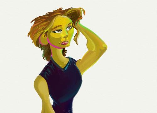 Just a hot girl... - Painted with a tablet PC. I was suprised with how good it came out.