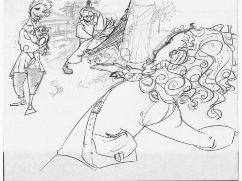 Blowing kisses to a Baby - Another rough sketch for the same book, soon to be painted completely...