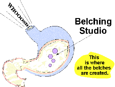 Belching with GERD! - GERD causes an exess production of acid in the stomach plus the flap that leads to the stomach doesn't always close properly. There is medication to control the painful heartburn.  * Some folks have other effects, for which medication does not help. That is gas. Gas that exits either end, with out warning, wherever you are. There are some places where it is NOT appreciated to drop a bomb...so it is not much fun.